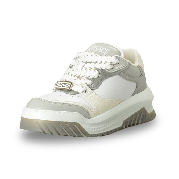 Versace Men's Leather & Suede White/Gray Sneakers Shoes US 11 IT 44